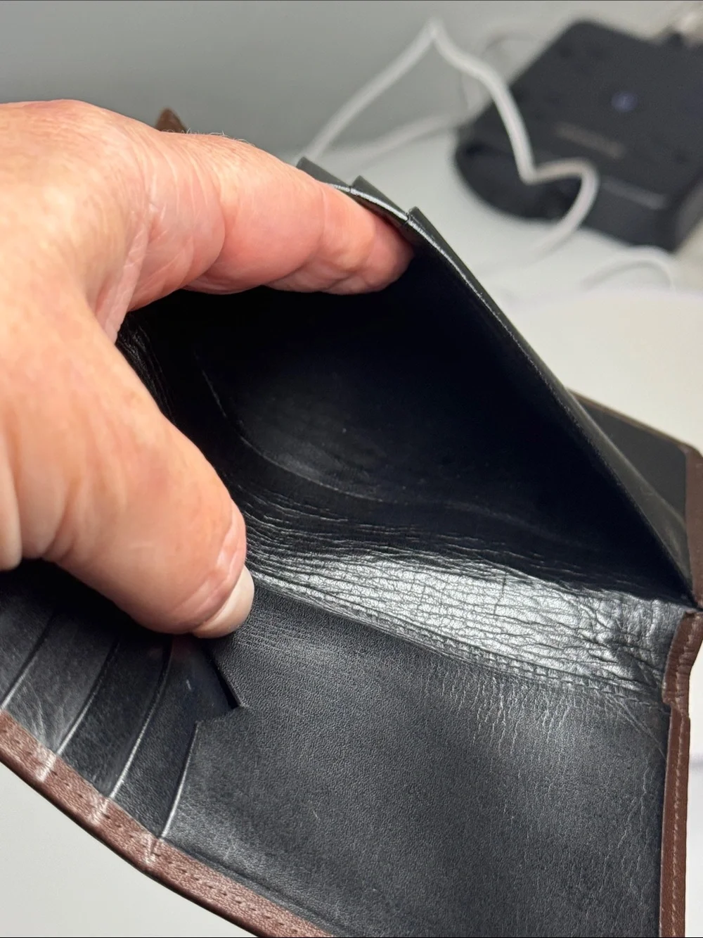 Yves Saint Laurent Brown Leather Bifold Wallet with Debossed YSL Monogram